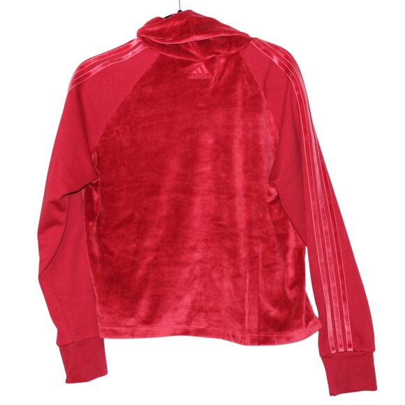 Adidas Logo Sport ID Red Velour Top Size Large NWT - Picture 3 of 6